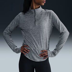 Nike Womens Medium Active Dri-fit Swift UV 1/4-Zip Running Top Smoke Grey New